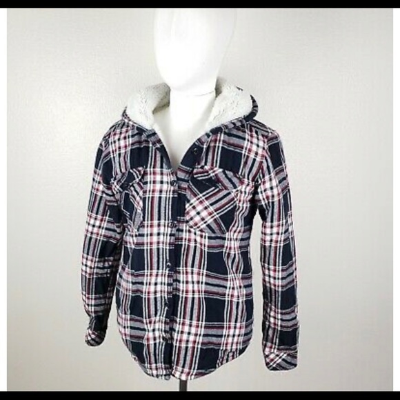 sherpa lined flannel hooded jacket